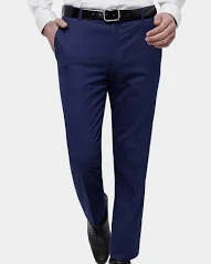 Royal Blue Solid Slim Fit Formal Trouser